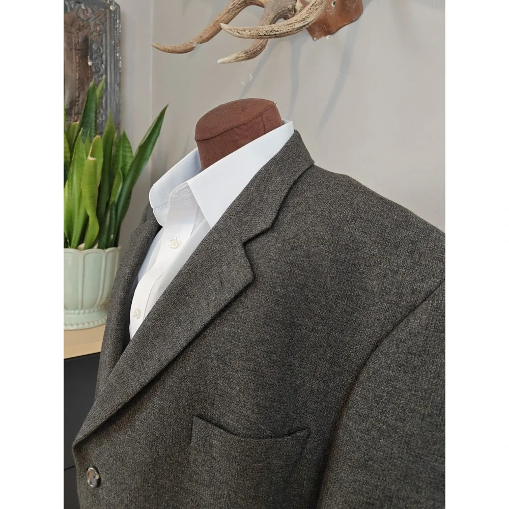 Valenza Mens 50R Gray Wool Blazer 3 Button Sport Coat Made in Canada P805